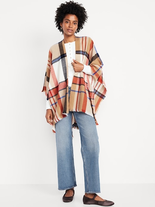 Image number 1 showing, Flannel Fringe Poncho