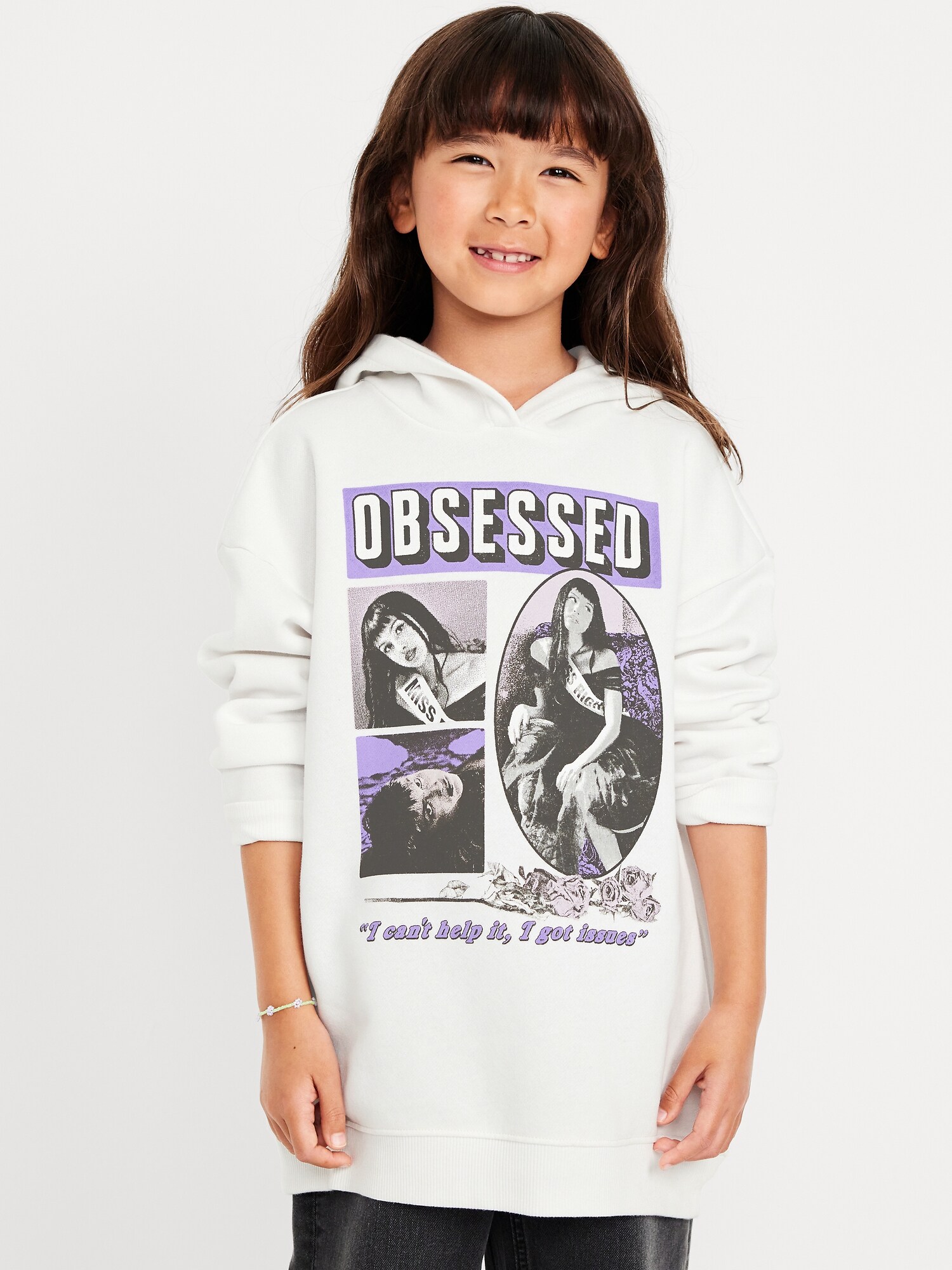 Худи Old Navy Olivia Rodrigo™ Oversized Graphic Tunic Pullover для девочек, цвет: Белый