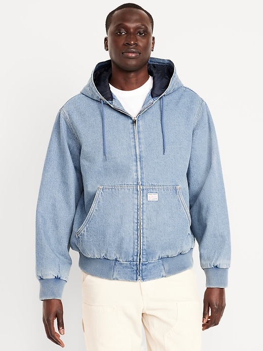 Image number 1 showing, Oversized Denim Zip Hoodie