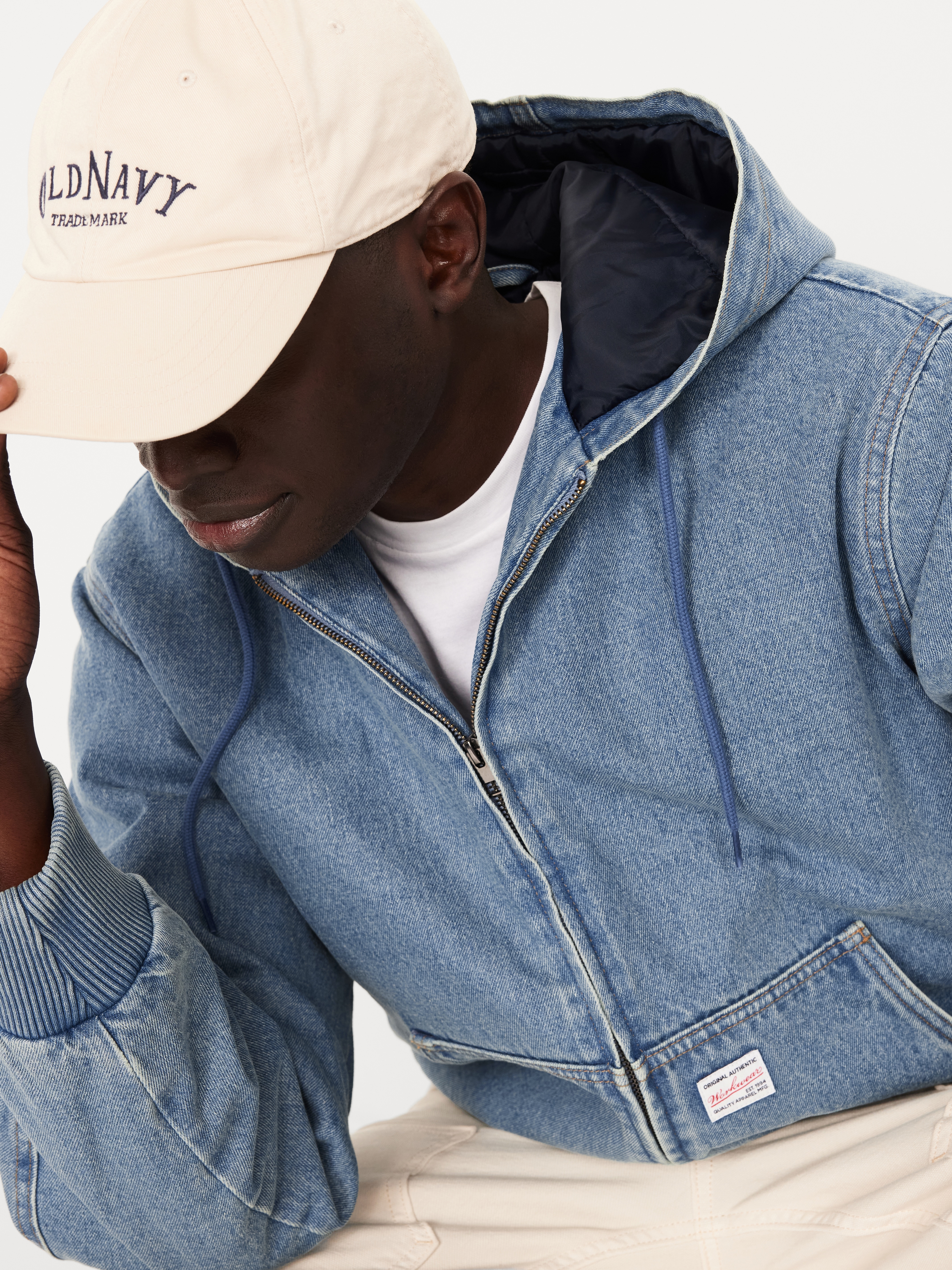 Oversized Denim Zip Hoodie | Old Navy