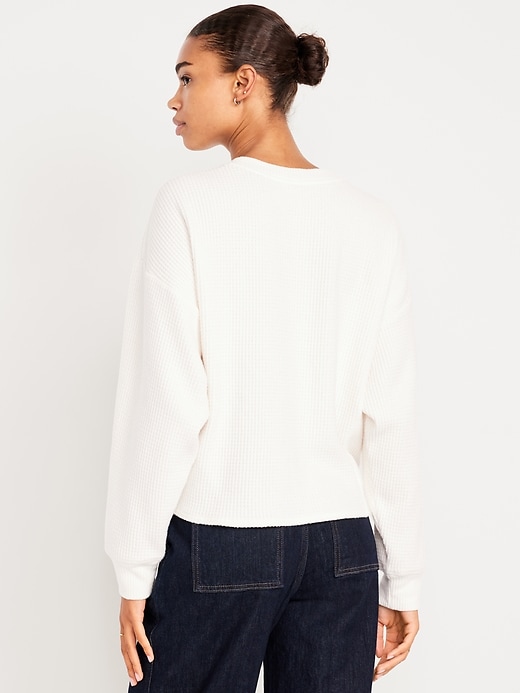 Image number 2 showing, Oversized Cozy Waffle Henley Top