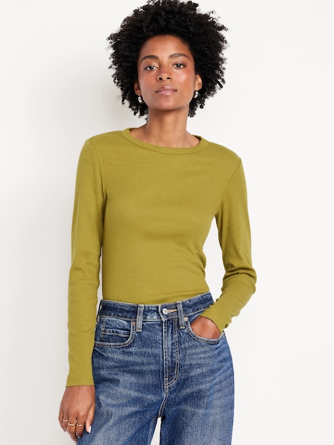 Snug Long-Sleeve Crew-Neck T-Shirt - Mountain Olive