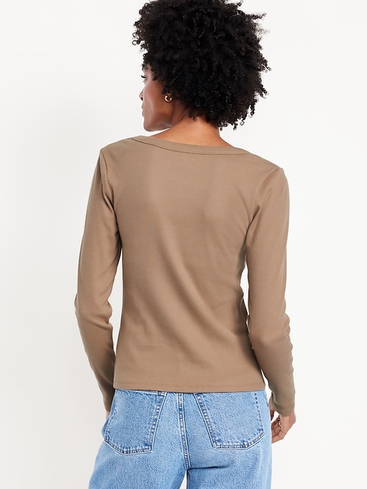 Image number 2 showing, Long-Sleeve Cozy V-Neck Top