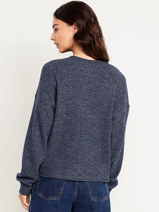 Image number 2 showing, Oversized Cozy Waffle Henley Top