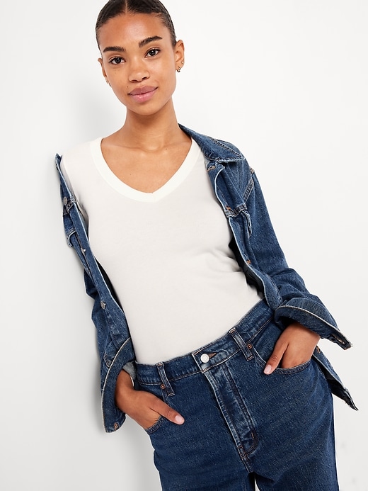 Image number 3 showing, Long-Sleeve Cozy V-Neck Top
