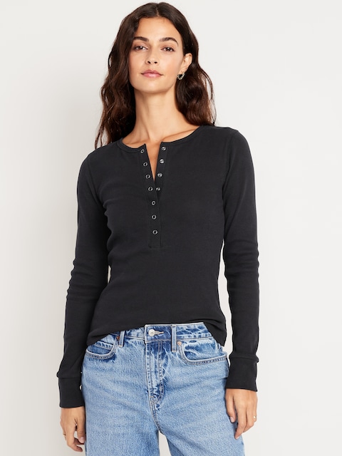 Cozy Snug Crew-Neck Henley - Black Jack