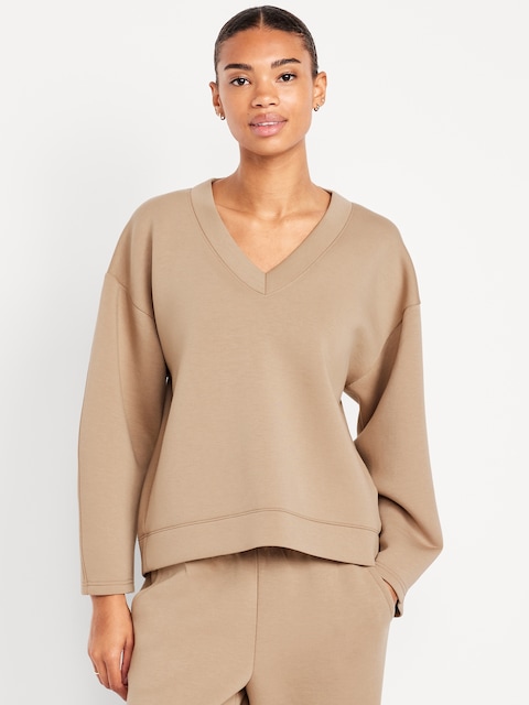 Bounce Fleece V-Neck Cocoon Sweatshirt - Salt Marsh