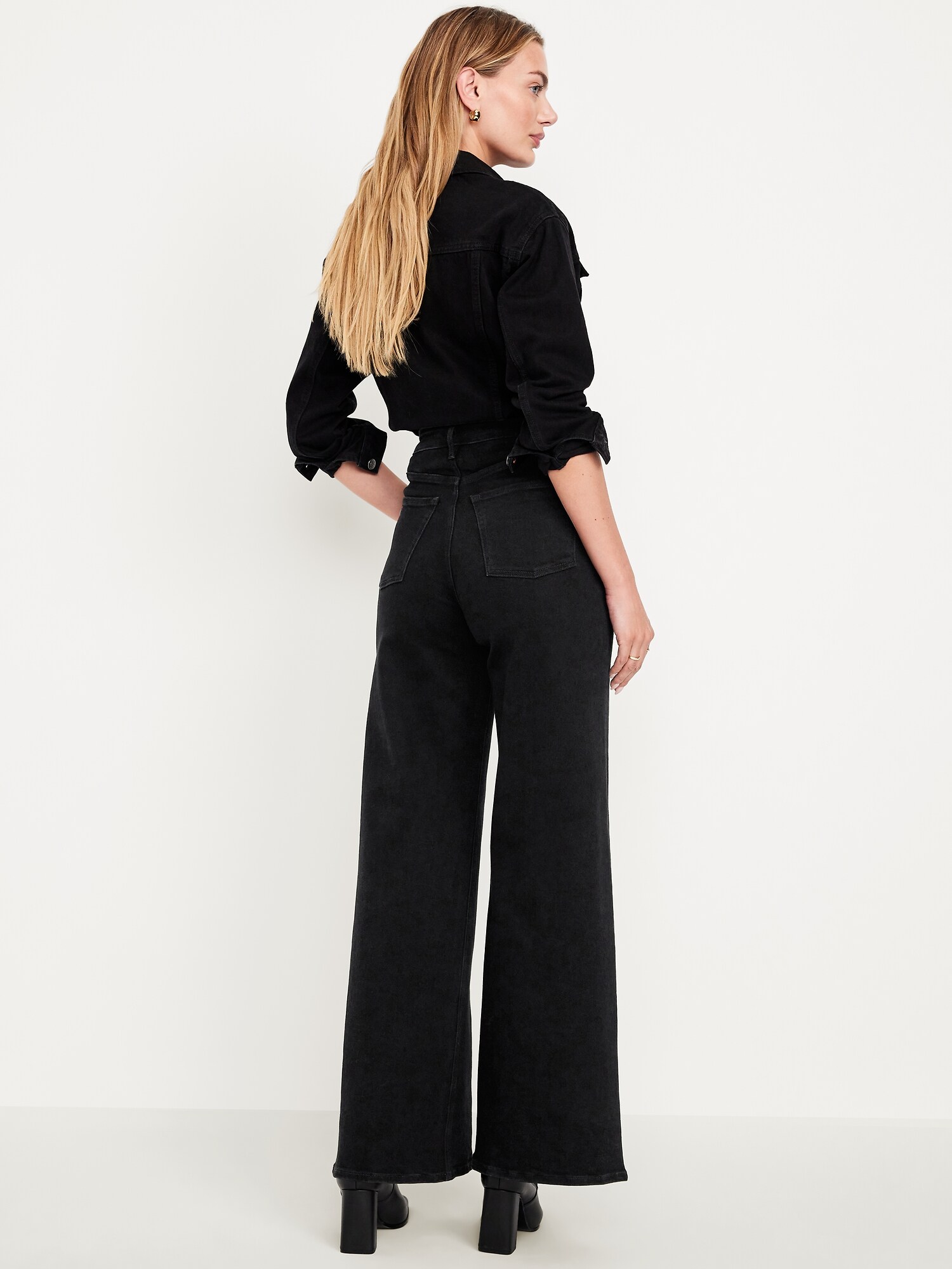 Женские джинсы Old Navy Extra High-Waisted Super Wide-Leg, цвет: Чёрный — фото 3