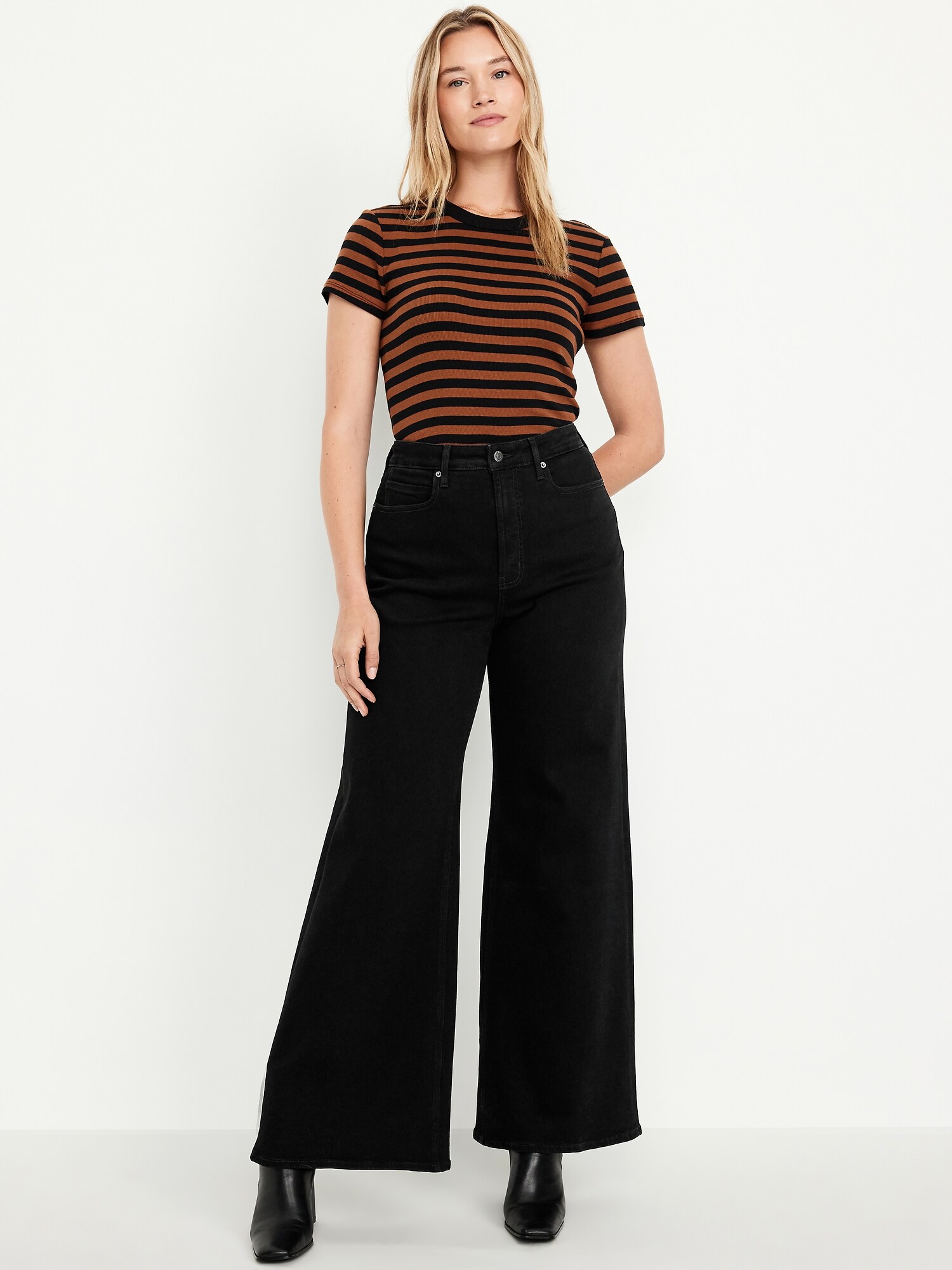 Женские джинсы Old Navy Extra High-Waisted Super Wide-Leg, цвет: Чёрный — фото 5