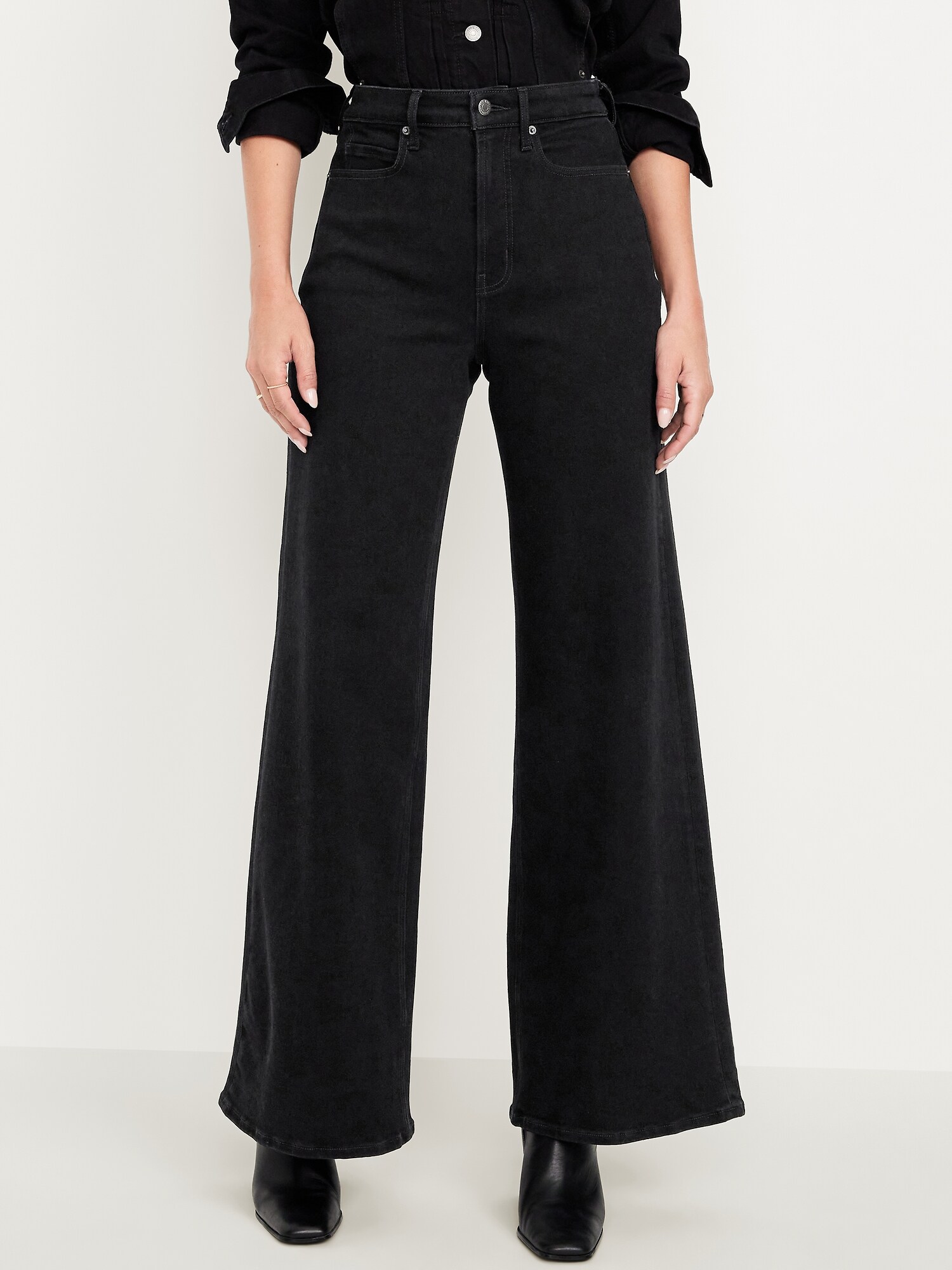 Женские джинсы Old Navy Extra High-Waisted Super Wide-Leg, цвет: Чёрный — фото 2