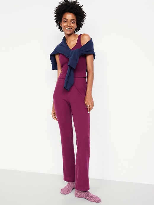Image number 3 showing, High-Waisted Cozy Waffle Flare Pants
