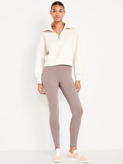 High-Waisted Fleece-Lined Ankle Leggings