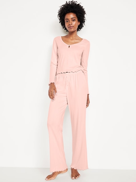 Image number 3 showing, High-Waisted Cozy Rib Pajama Pants