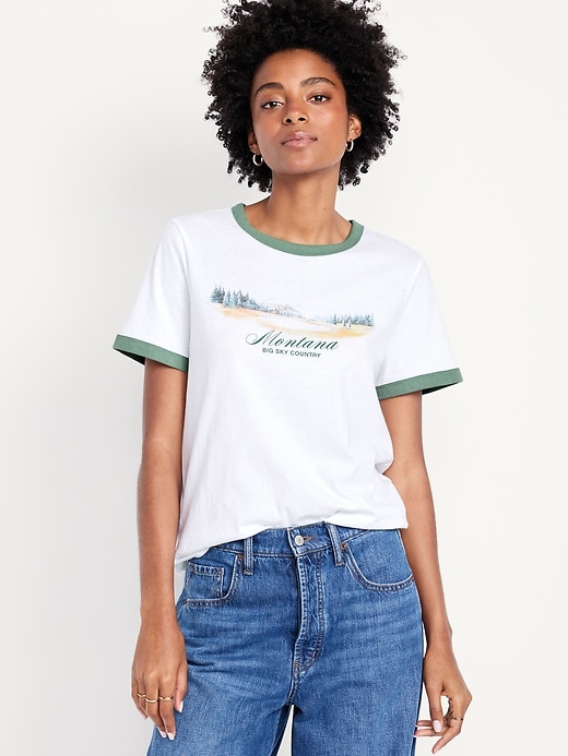 Image number 1 showing, EveryWear Graphic Ringer T-Shirt