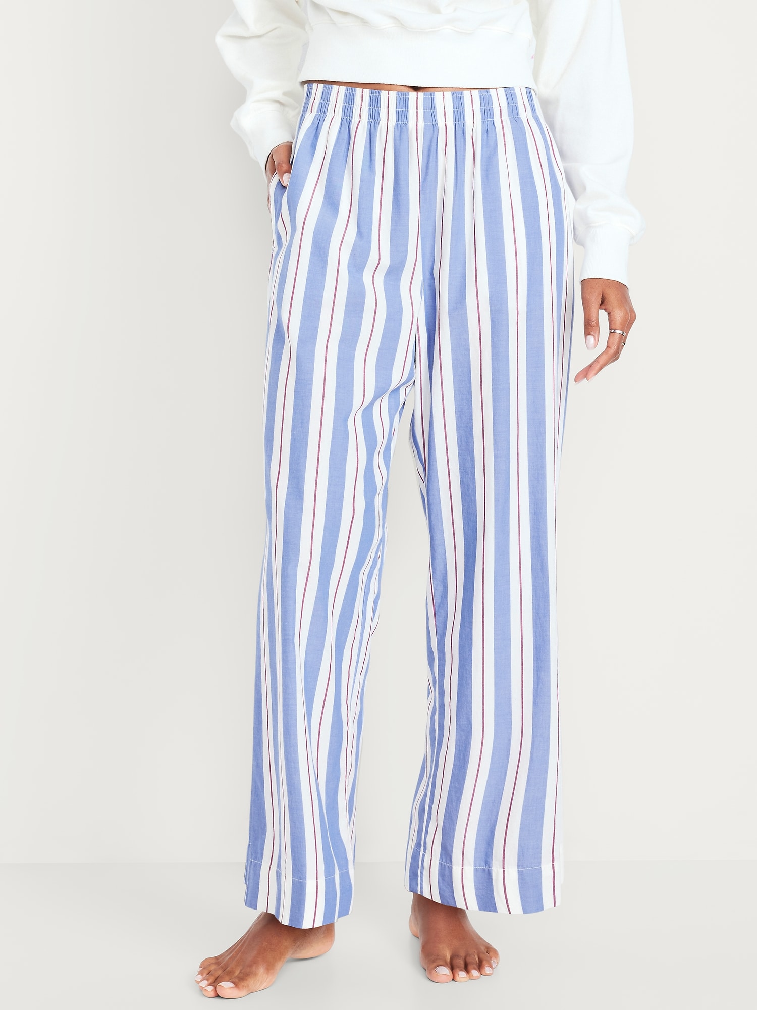 High-Waisted Poplin Pajama Pant