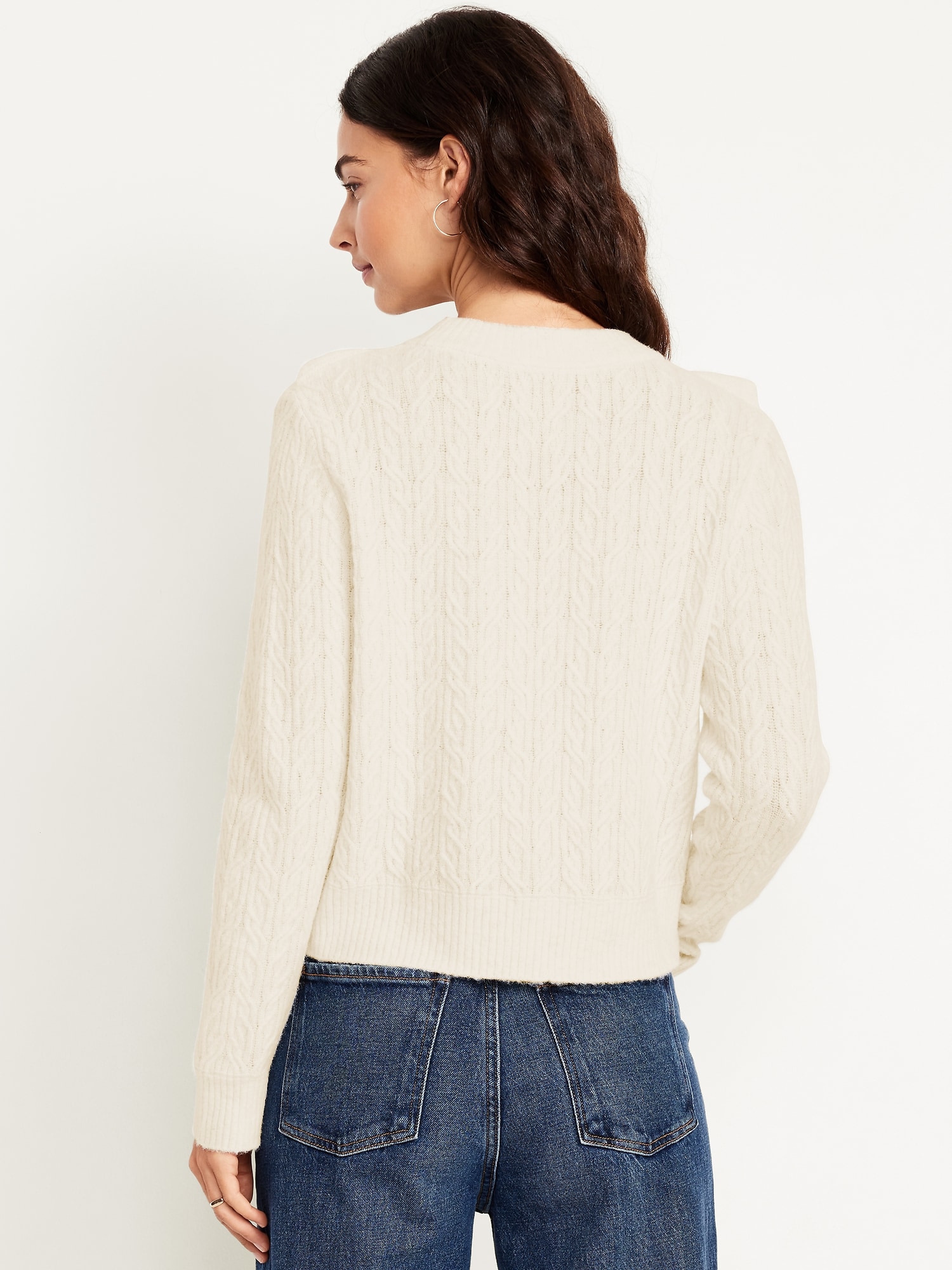 Wool-Blend Cropped Ruffle Sweater