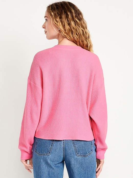 Image number 2 showing, Oversized Cozy Waffle Henley Top