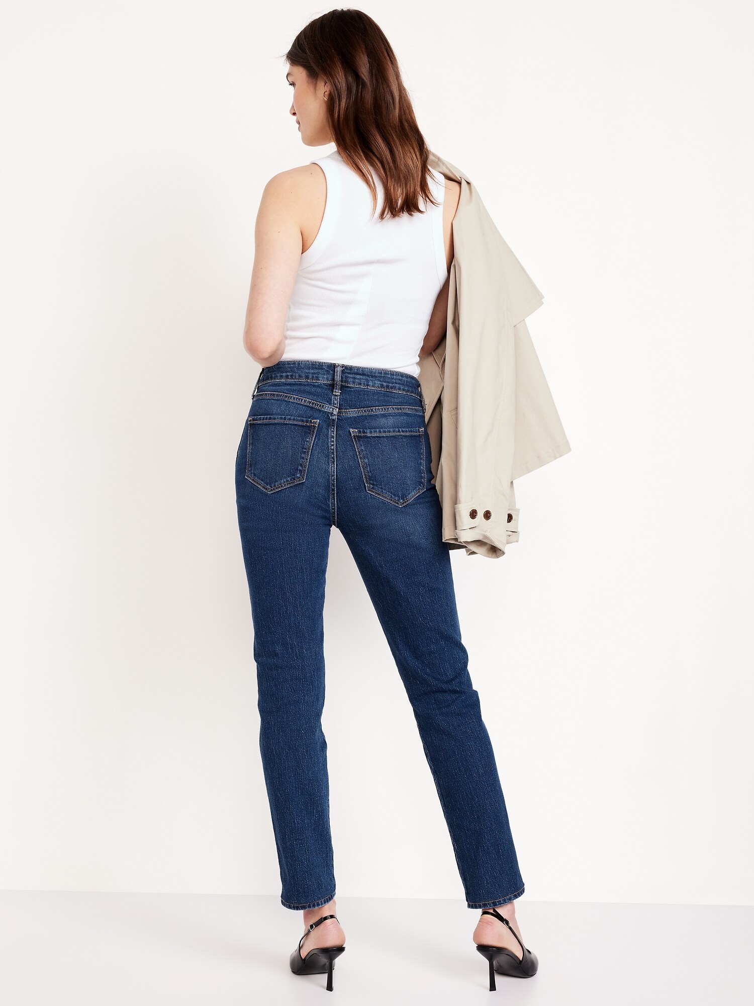 Женские джинсы Old Navy High-Waisted Vintage Slim, цвет: Тёмный индиго — фото 3