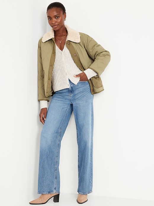 Image number 3 showing, Wool-Blend Shaker-Stitch Cardigan Sweater