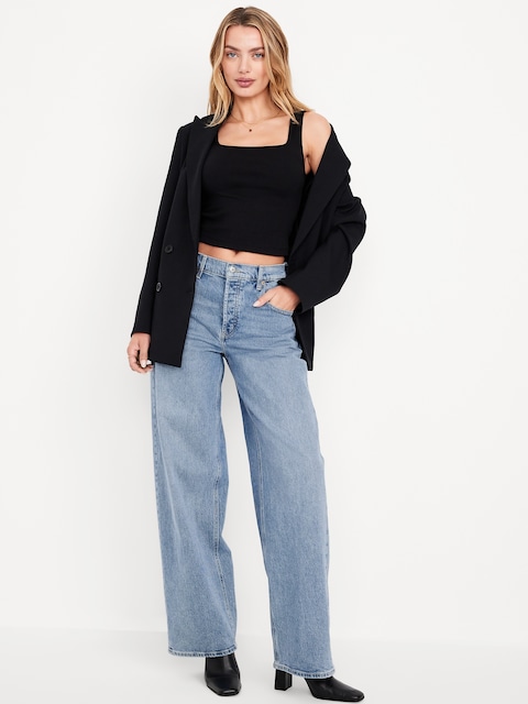 Mid-Rise Slouchy Wide-Leg Jeans - Medium Wash