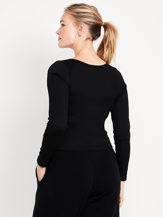 Image number 6 showing, Exhale Seamless Cropped Henley Top