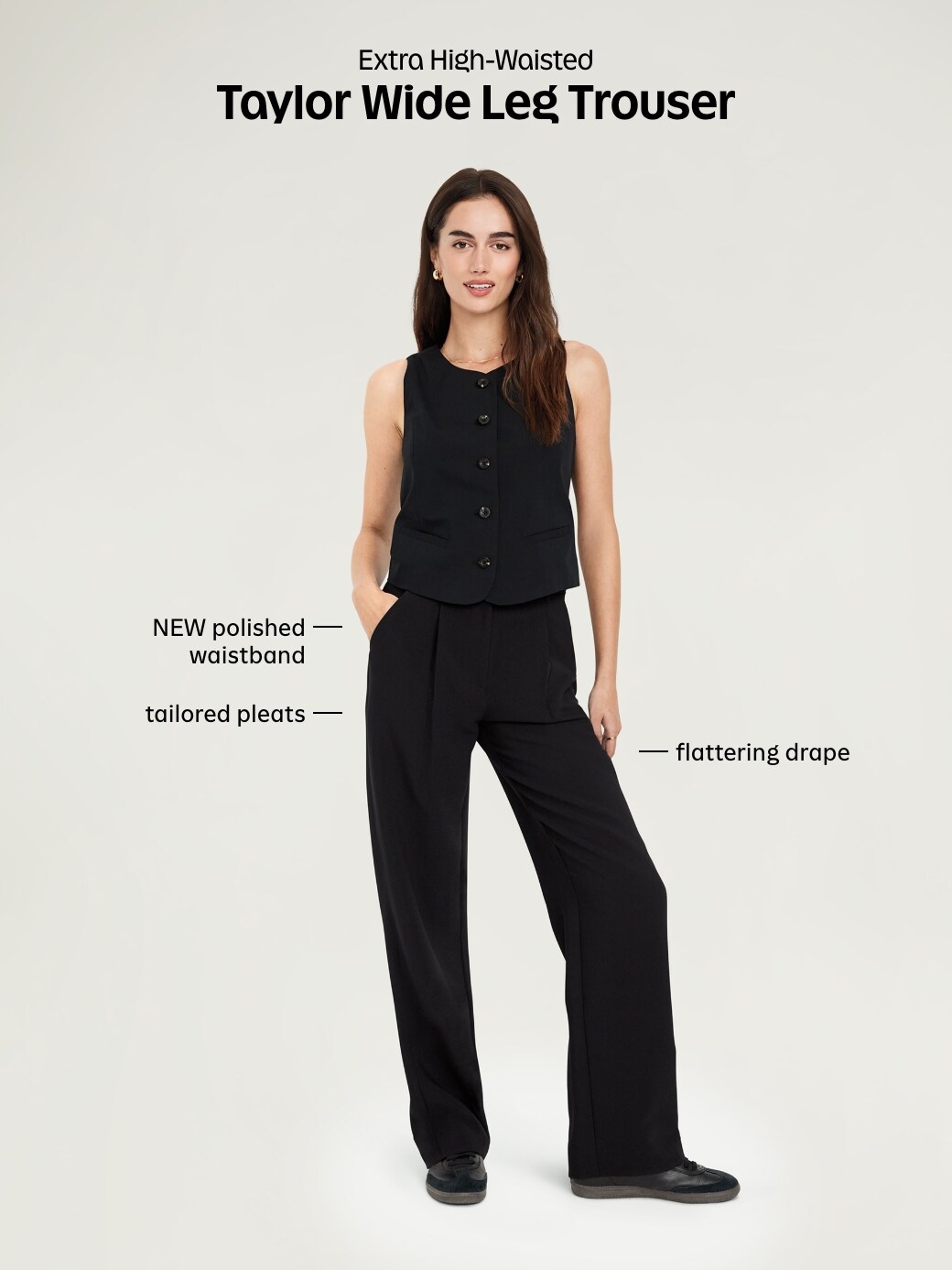 Женские брюки Old Navy Extra High-Waisted Taylor Wide-Leg Trouser, цвет: Чёрный — фото 5