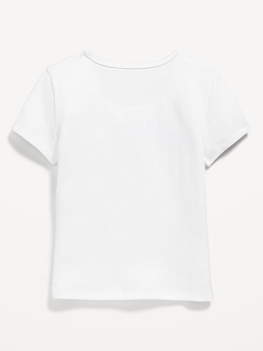 Image number 3 showing, Short-Sleeve Pointelle-Knit Top for Girls