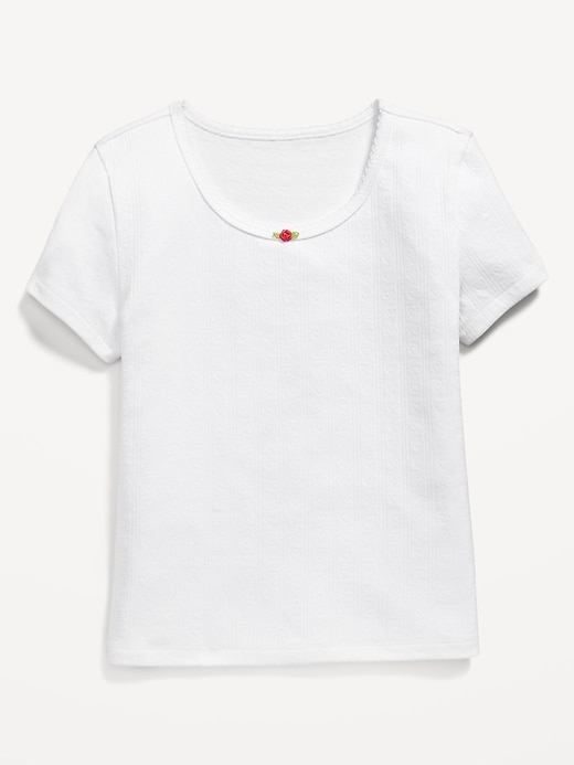 Image number 2 showing, Short-Sleeve Pointelle-Knit Top for Girls