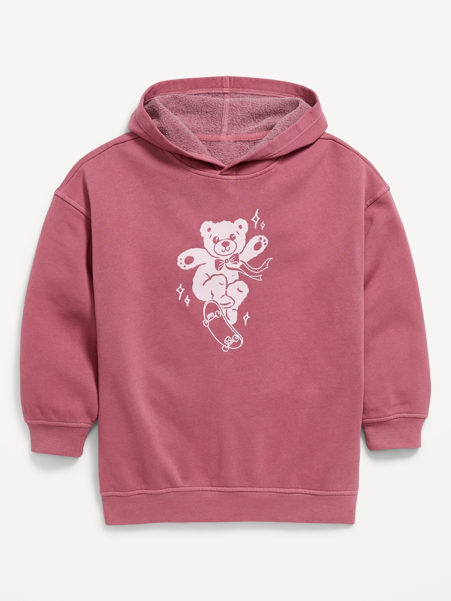 Oversized Graphic Tunic Pullover Hoodie for Girls