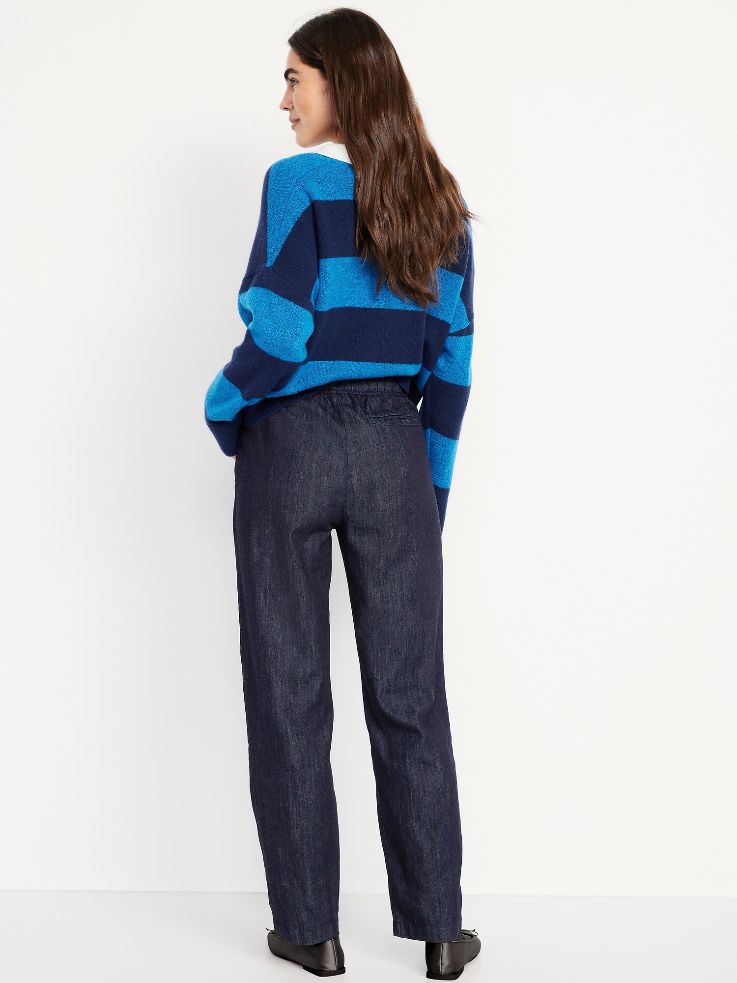 Женские брюки Old Navy High-Waisted Billie Straight Ankle Trouser, цвет: Dark Rinse — фото 3
