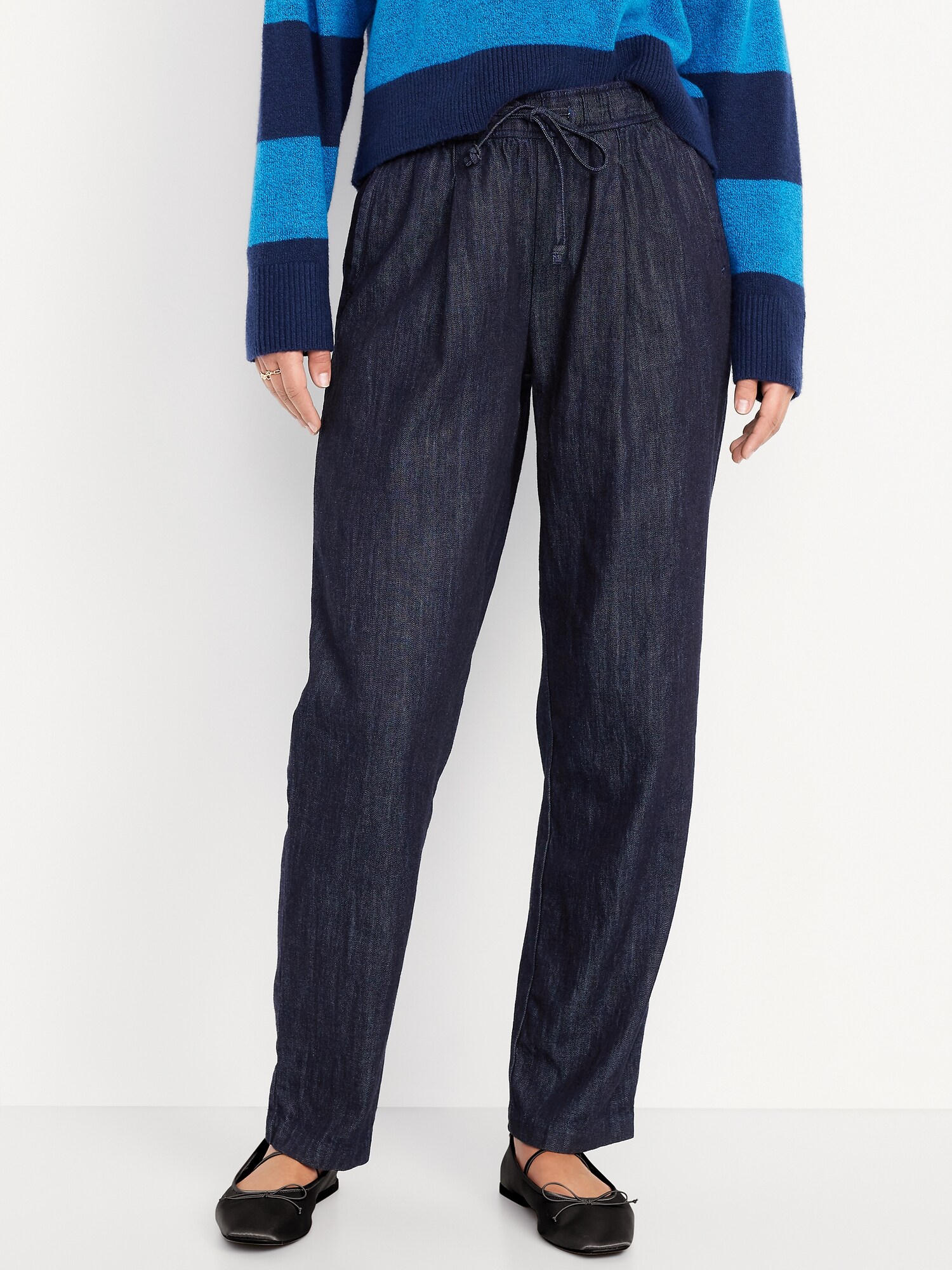 Женские брюки Old Navy High-Waisted Billie Straight Ankle Trouser, цвет: Dark Rinse — фото 2