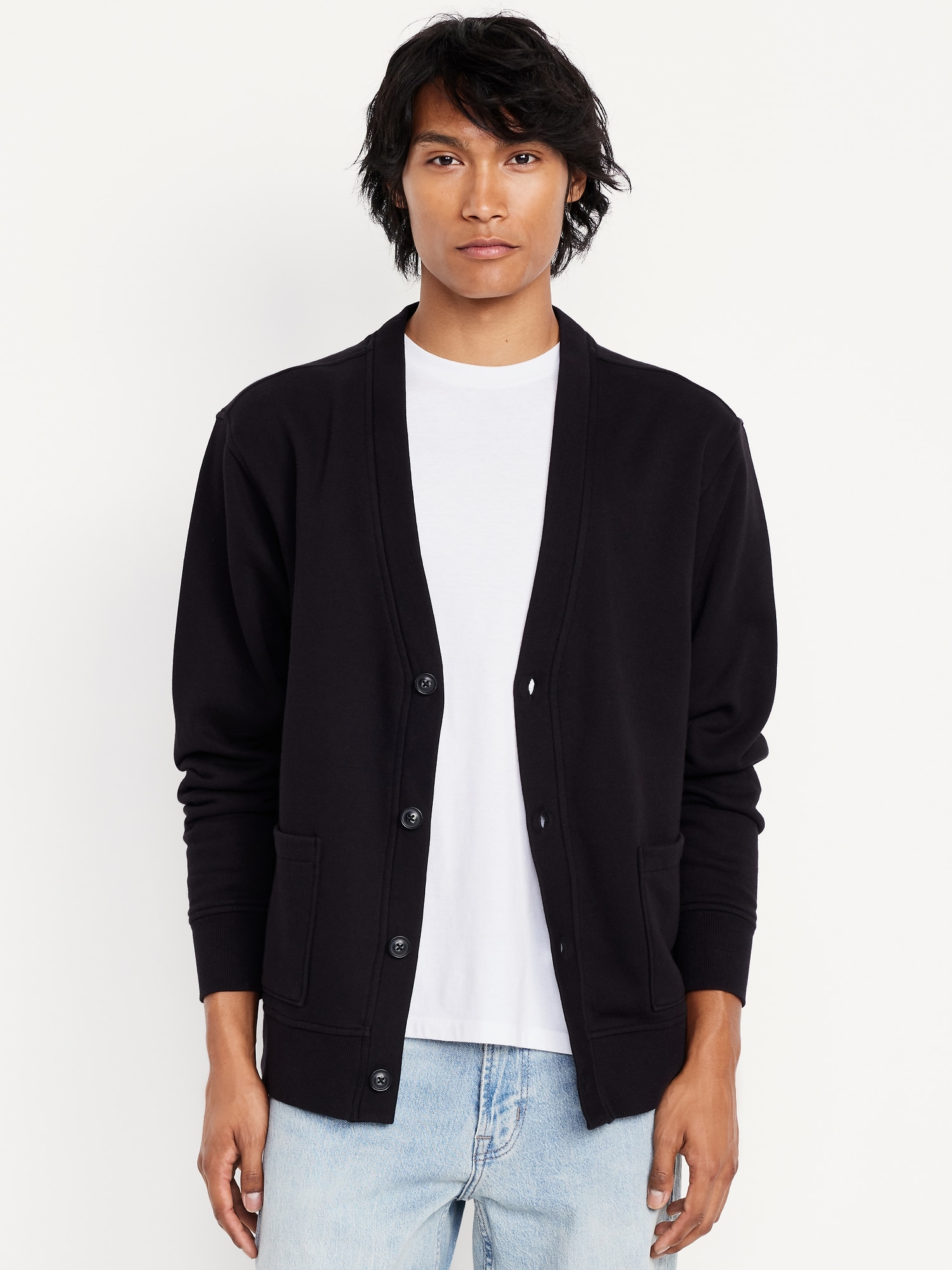 Fleece-Knit Cardigan Sweater