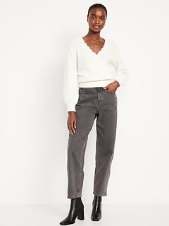 High-Waisted Barrel Ankle Jeans