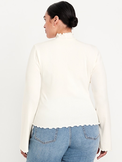Image number 7 showing, Mock-Neck Lettuce-Edge Rib Top