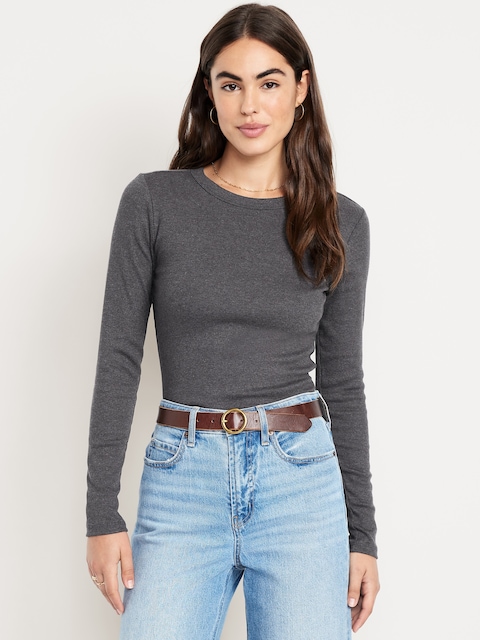Snug Long-Sleeve Crew-Neck T-Shirt - Dark Gray
