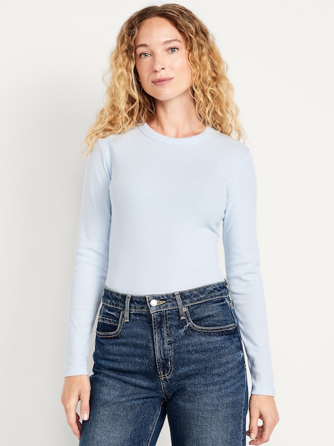 Snug Long-Sleeve Crew-Neck T-Shirt - Contrail
