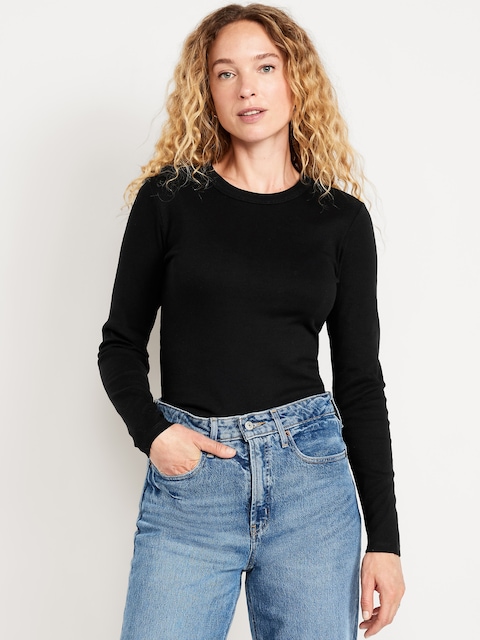 Snug Long-Sleeve Crew-Neck T-Shirt - Black Jack