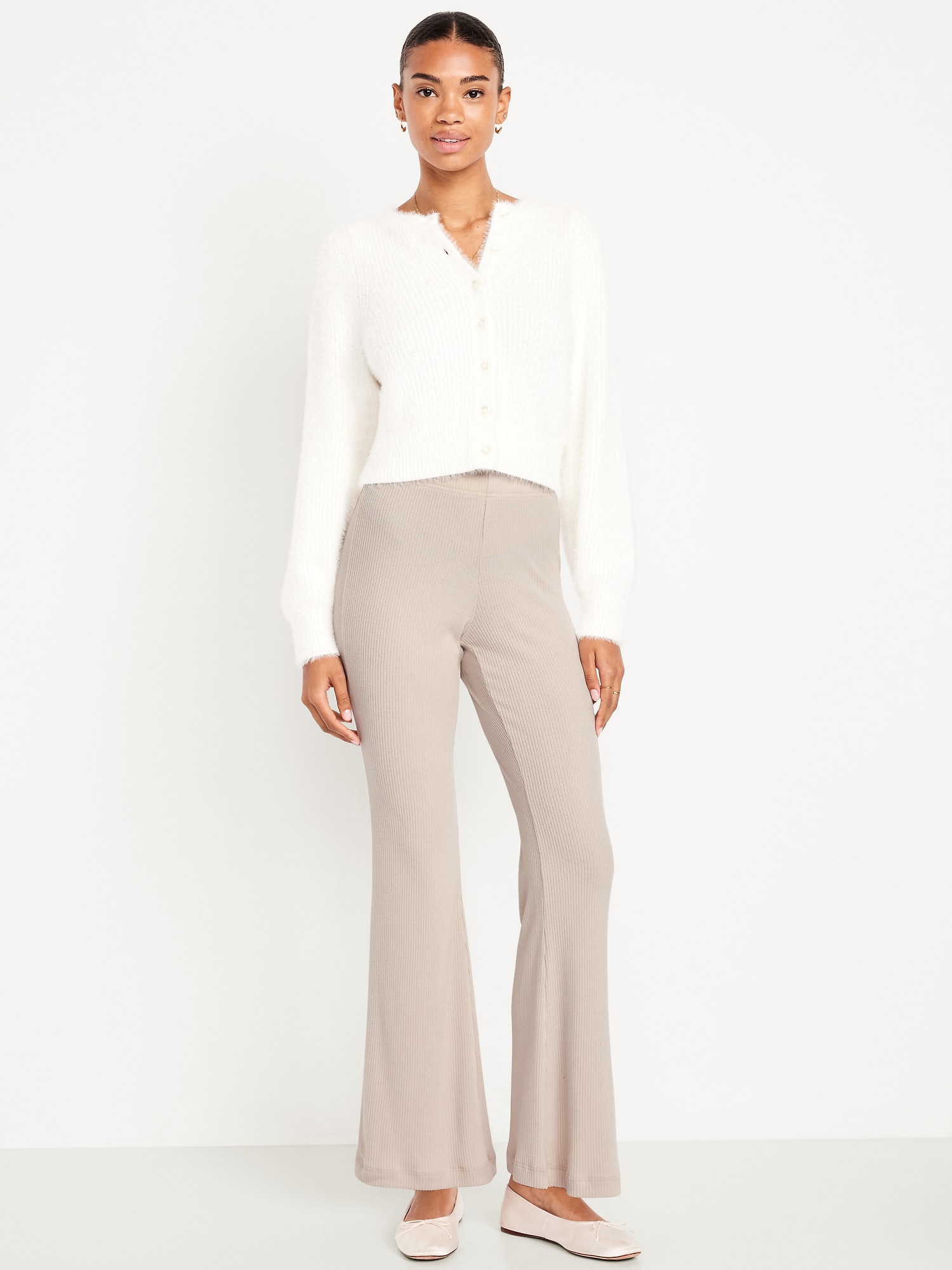 High-Waisted Fashion Ribbed Flare Leggings