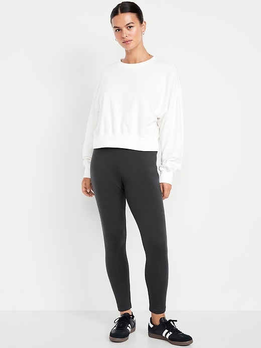 Image number 4 showing, High-Waisted Fleece-Lined Ankle Leggings