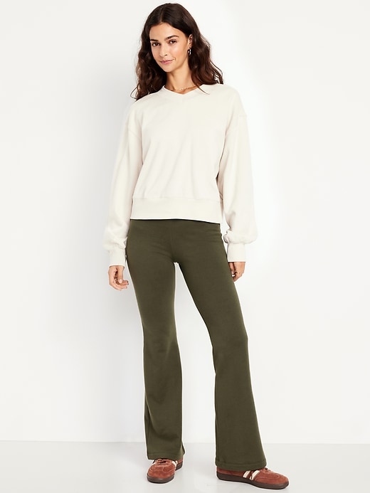 Image number 1 showing, High-Waisted Fleece-Lined Flared Leggings