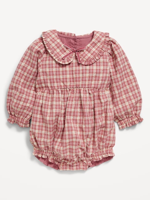 Long-Sleeve Ruffled Collar One-Piece Romper for Baby
