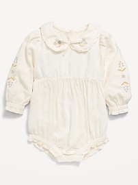 Image number 1 showing, Long-Sleeve Ruffled Collar One-Piece Romper for Baby