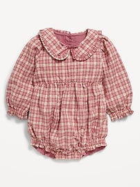 Image number 1 showing, Long-Sleeve Ruffled Collar One-Piece Romper for Baby
