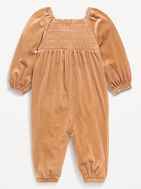 Image number 2 showing, Long-Sleeve Smocked Velour Jumpsuit for Baby
