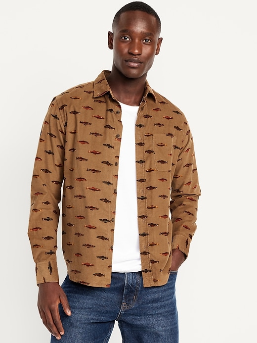 Image number 1 showing, Classic Fit Everyday Printed Corduroy Shirt