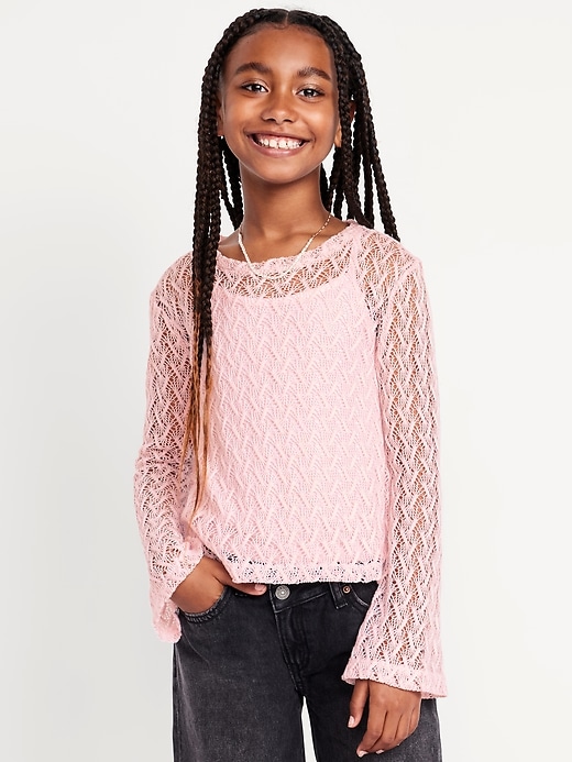 Image number 1 showing, 2-In-1 Textured Knit Top for Girls