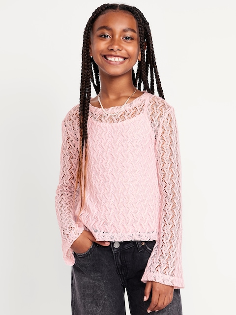 2-In-1 Textured Knit Top for Girls - Blush On You