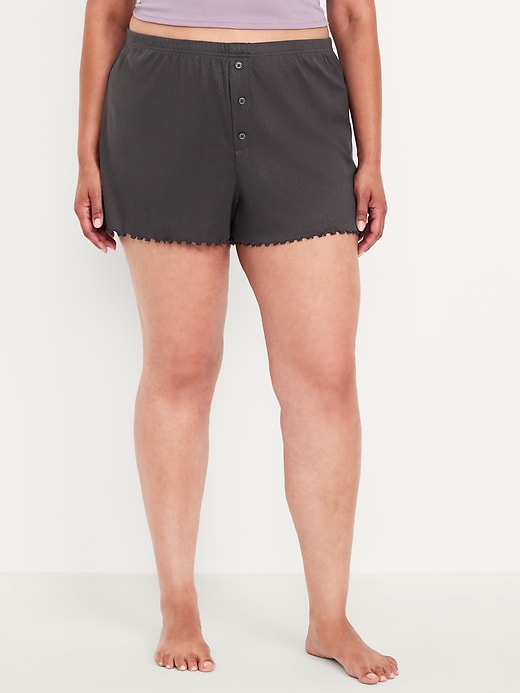 Image number 6 showing, High-Waisted Cozy Rib Pajama Shorts