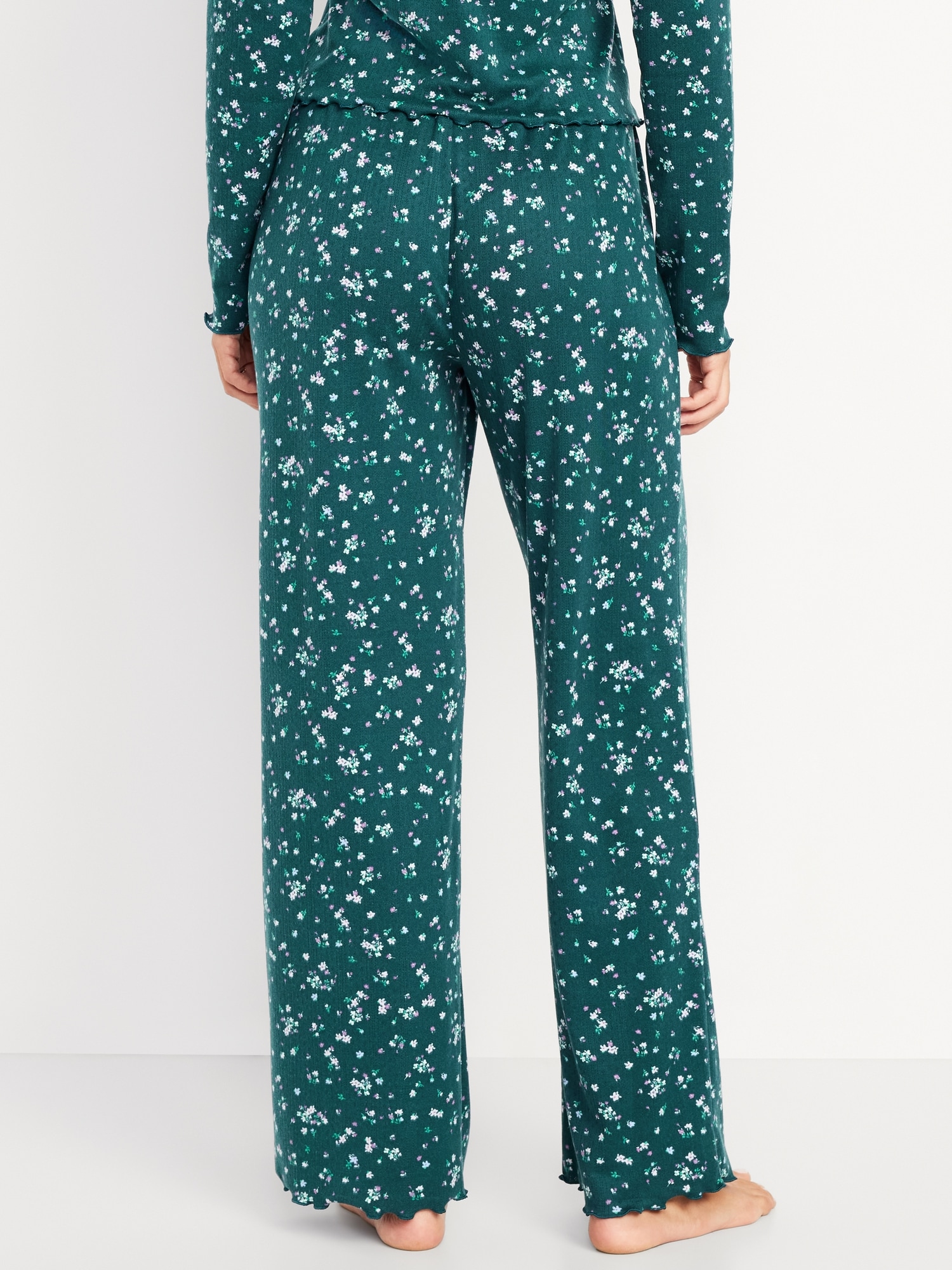 High-Waisted Cozy Rib Pajama Pants