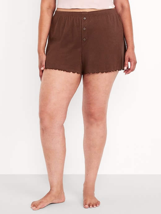 Image number 7 showing, High-Waisted Cozy Rib Pajama Shorts